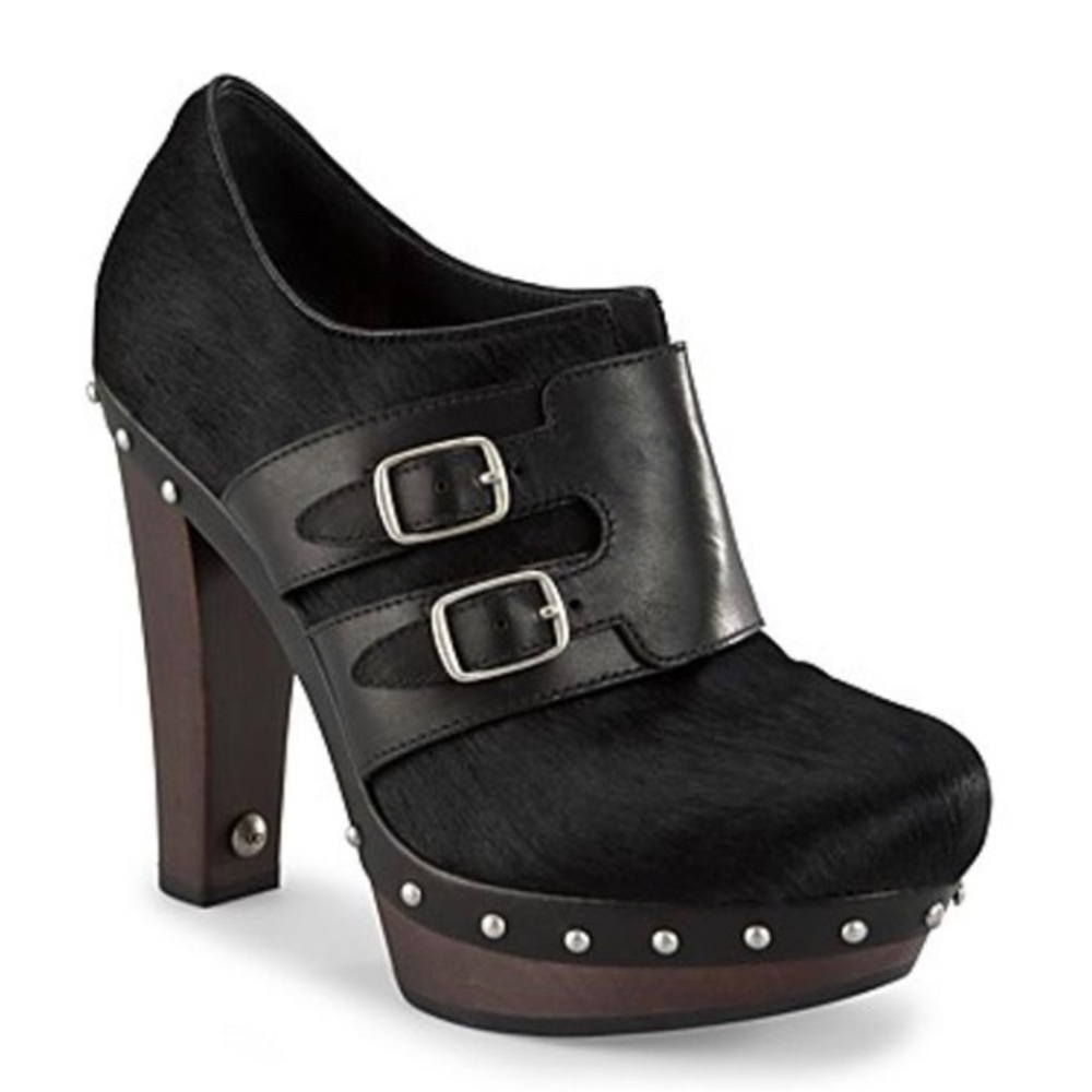 Ugg illana Black Platform Studded Double Buckle Heels
